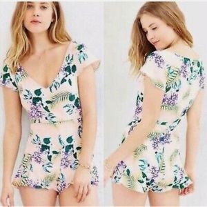 For Love & Lemons Tropical Floral Ruffle Romper/ Jumpsuit - Size S